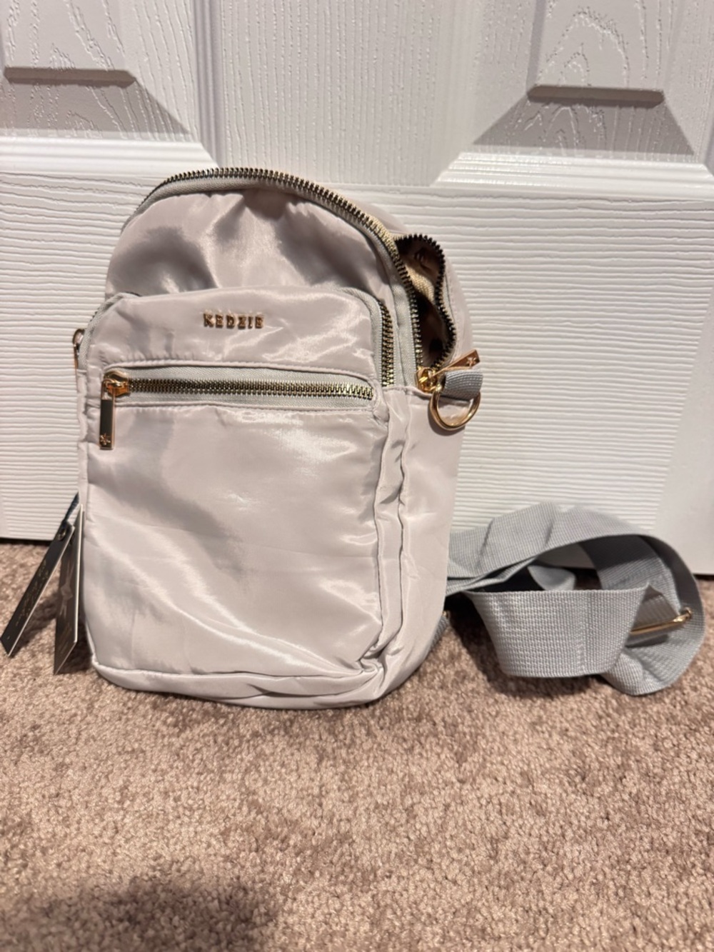 Kedzie BNWT Light Gray Nylon Crossbody Bag